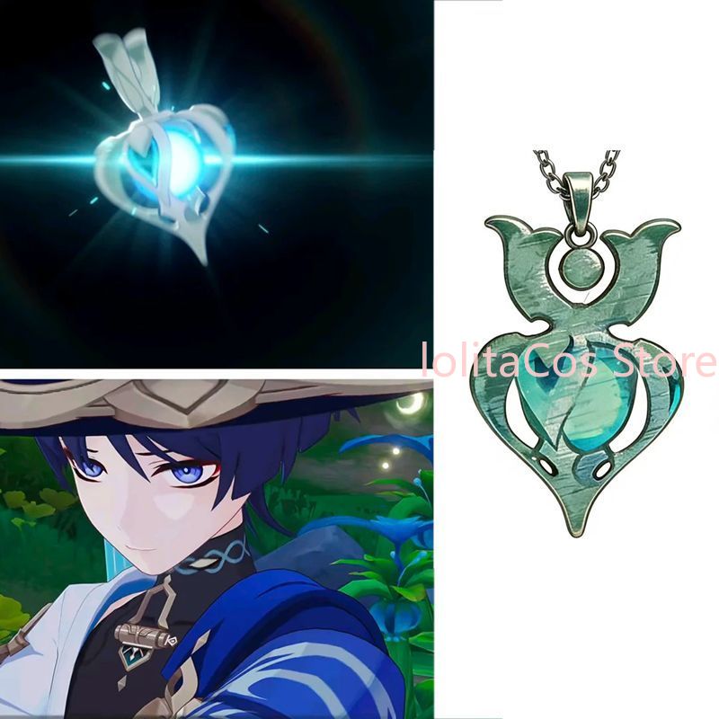 Anime Pendant Necklace - Металлический кулон-подвеска Genshin Impact Wanderer, реквизит