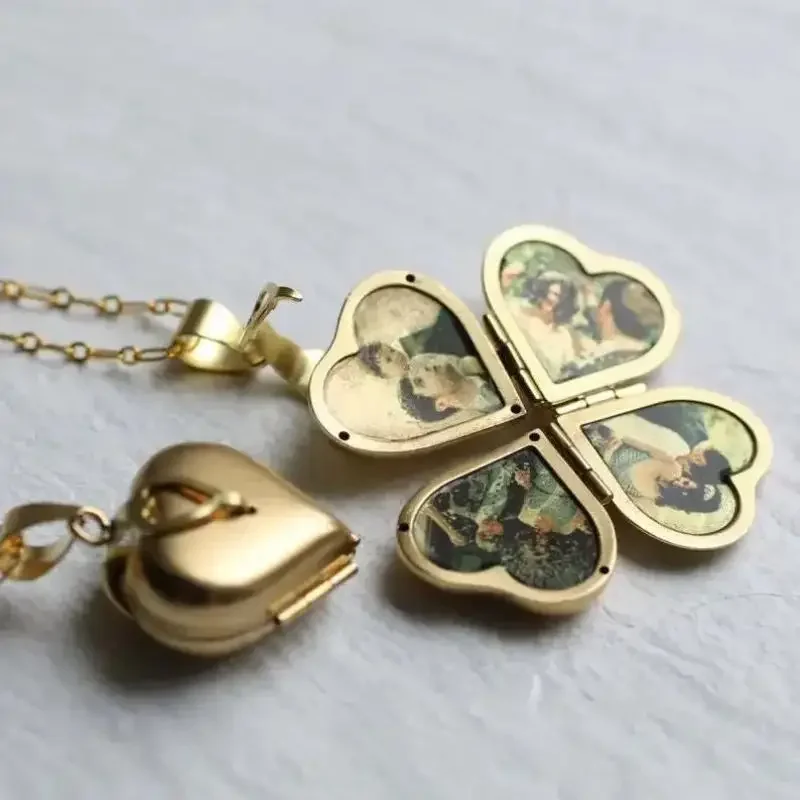 Heart Locket Necklace Photo - Винтажное ожерелье, складной многослойный семейный медальон