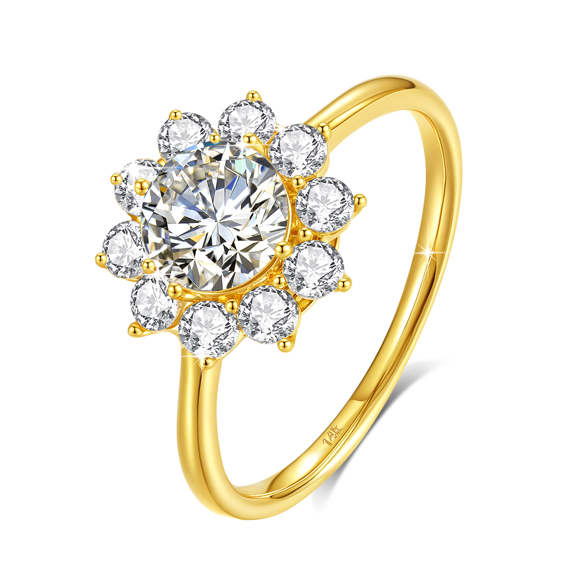Moissanite Engagement Ring 1 Carat - Кольцо Szjinao из 100% настоящего золота