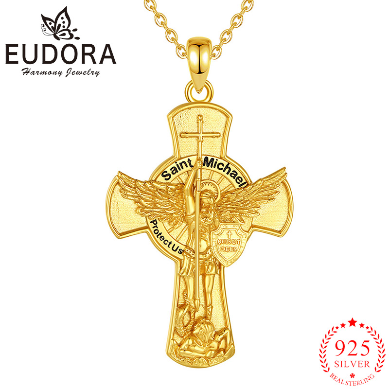 925 Sterling Silver Chain Necklace Men - Ожерелье Eudora St.Michael Archangel, стерлинговое серебро