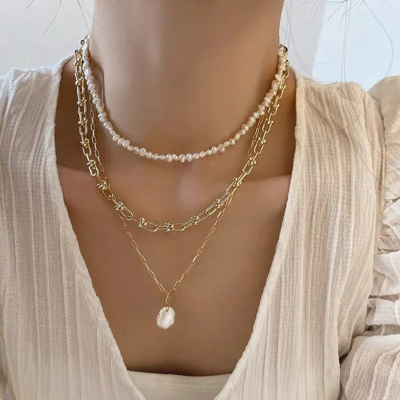 Pearl Choker Necklace Vintage - Французское ретро-колье с подвеской из натурального