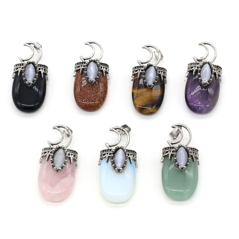 Crystal Pendant Necklace Natural Stone - Подвеска из натурального камня с оправой