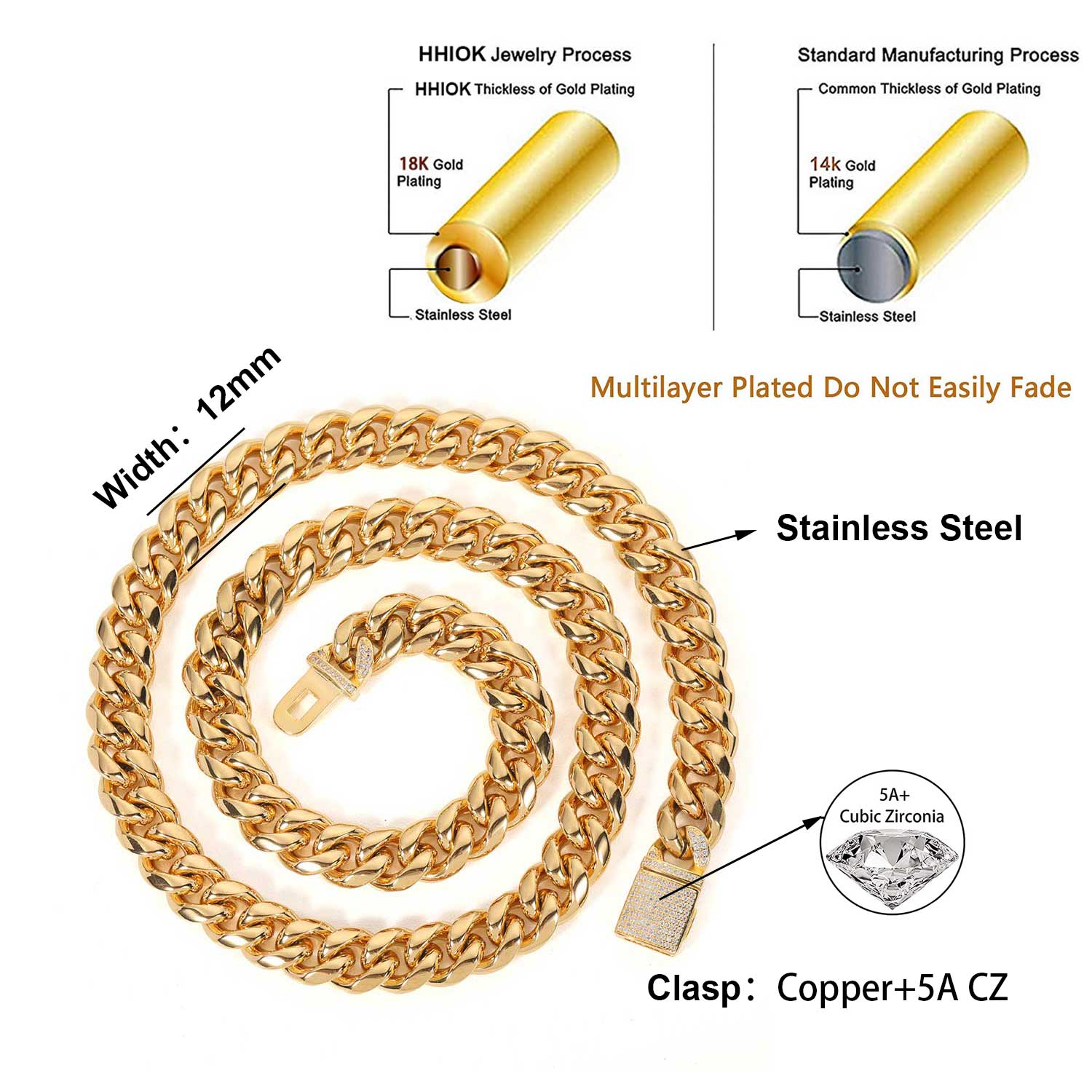 Ожерелье из кубинской цепи Май – обзор и цена Cuban Link Chain 12Mm